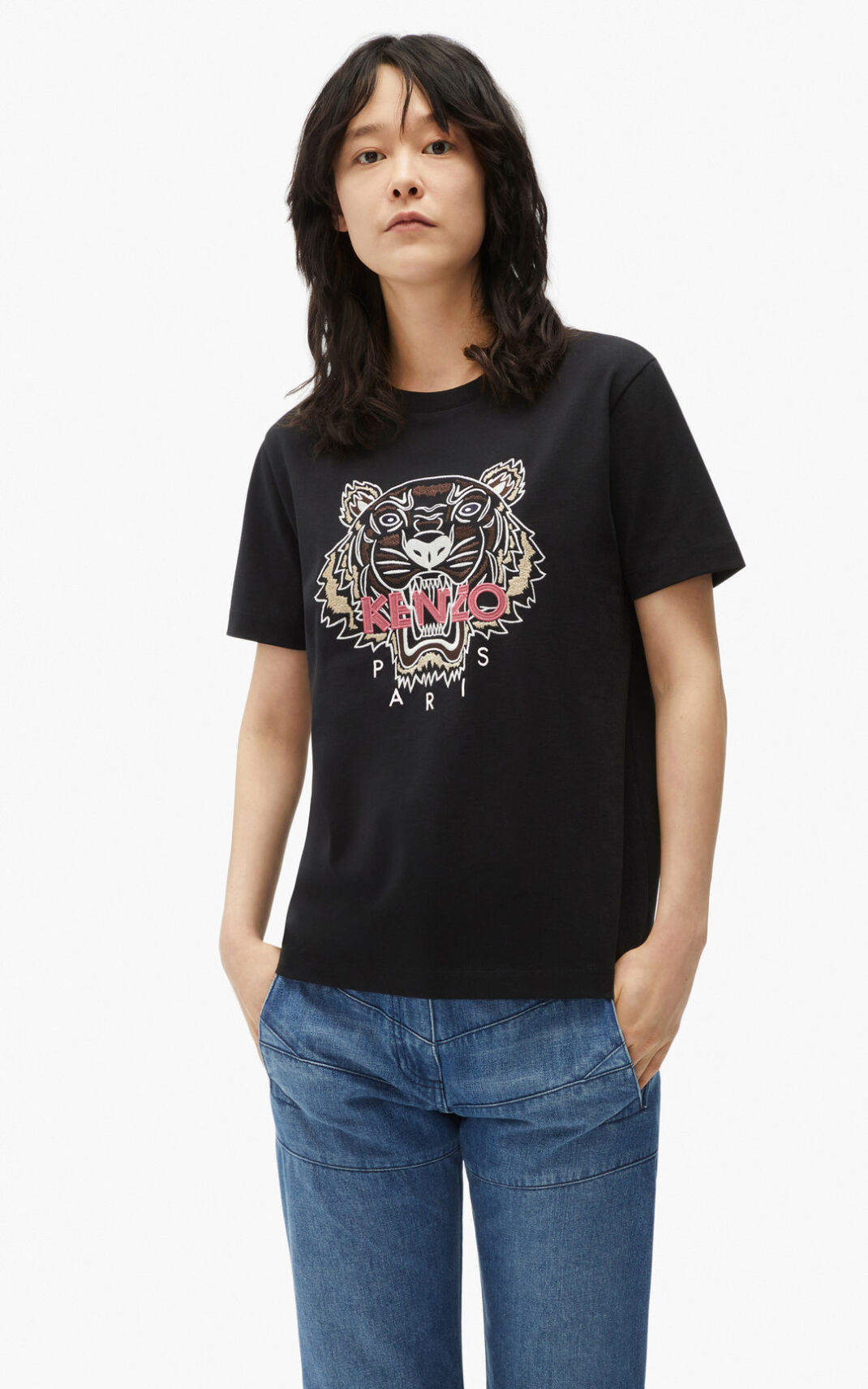 Kenzo Loose fitting Tiger Tişört Bayan Siyah | 5316-QRYPD